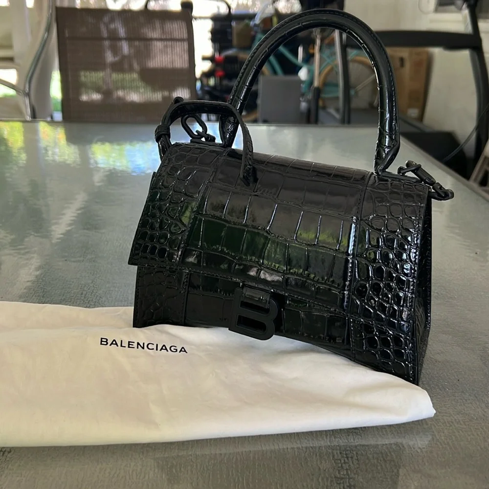 Balenciaga Hourglass XS Croc Embossed Handbag - Picture 6 of 13